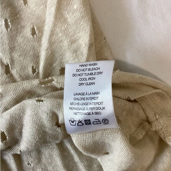 IRO Top Women’s Size Small Color Cream Ripped Design Short Sleeve 100% Linen - Picture 6 of 8